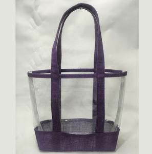 Bolsa de PVC con Asa y Base de Yute, Bolsa de Yute Promocional Transparente para Cosméticos, para Regalos y Compras - Product Image 3