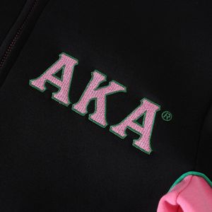 AKA Black Air Tech Fleece Warm Up <b>Jacket</b> <b>Pink</b> Green Trim Full Zip Athletic <b>Jacket</b> Women's Casual Sports Outerwear - Product Image 5
