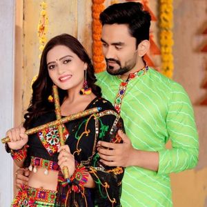 Premium Special Navratri Couple Combo Cotton Lehenga Choli And <b>Men</b> Cotton <b>Kurta</b> Pant Set Wholesale Rate By Royal Export - Product Image 5