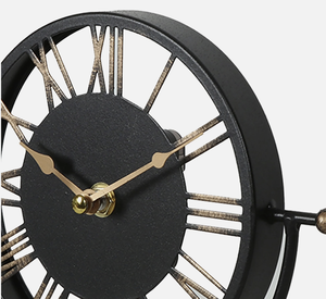 Premium Metal Tabletop <b>Clock</b> with Roman Numeral Dial and Rotating Decorative Frame for Home Office <b>Desk</b> Living Room Decor Accent - Product Image 5