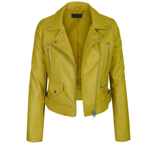 <b>Top</b> Selling yellow Cowhide <b>Leather</b> Jacket For Women's Low MOQ 100%<b>High</b> Quality Custom-Made Design Winter Fashion Jackets - Product Image 5