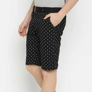 Pantalones Cortos Bermuda para Hombre, Negros, con Estampado Geométrico, con Bolsillos, Cintura Media, Estilo Casual, Tela de Algodón Transpirable, Cierre de Botón - Product Image 2