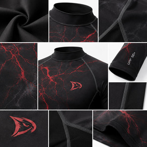 เสื้อแรชการ์ดแขนยาวผู้ชาย Dravelle Industry สีดำ-เขียวลายหกเหลี่ยม พิมพ์ลายยางนูน ระบายอากาศได้ดี น้ำหนัก 220 กรัม แห้งเร็ว - Product Image 6