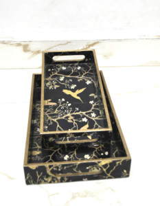 Set of 2 Custom Wood MDF Serving Trays with Handle <b>Restaurant</b> <b>Hotel</b> Breakfast <b>Supplies</b> Enamel Wooden Tray Direct Manufacturer - Product Image 1