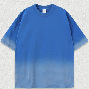 Camiseta de algodón unisex de manga corta, estilo vintage, desgastada, con degradado, extragrande, para hombre - Product Image 3
