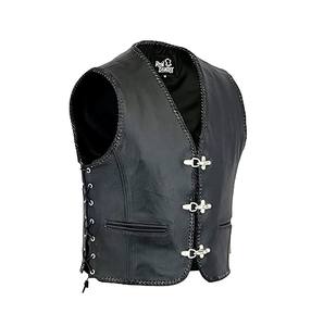 Veste de motard authentique en cuir véritable noir pour homme, du S au 3XL - Product Image 1