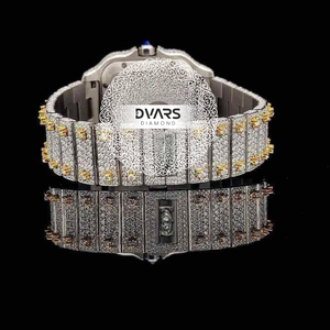 Fashion New Design VVS Moissanite Diamond Watch Square Shape <b>Ice</b> <b>Out</b> Jewelry 41mm Moissanite Watch Cuabn <b>Chain</b> Sets - Product Image 2