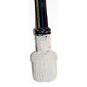 Nœud d'épée en fil d'argent fait main avec cordon torsadé, sangle en cuir et rayures tricolores pour uniformes - Product Image 3