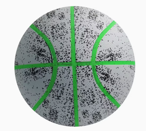 Balón de Baloncesto de PVC con Rayas Verdes y Diseño Moteado Gris, Tamaño 7, para Uso en Interiores y Exteriores - Product Image 2