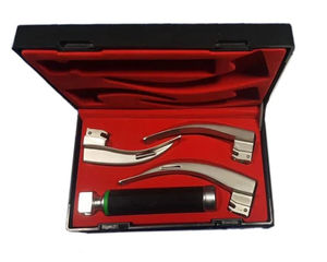 Fiber Optic Laryngoscope Set LED Halogen Bulb <b>Mac</b> and Miller Blades Manual Power Source Surgical Instrument Kit - Product Image 5