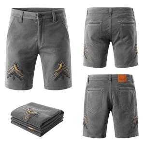Pantalones Cortos Bávaros Pinco Sports para Hombre, Color Gris Piedra, de Lujo, Estilo Alpino, para Festivales, en Auténtico Gamuza de Vaca, con Cintura Elástica - Product Image 3
