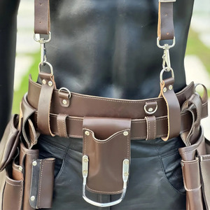 เข็มขัดเครื่องมือหนังแท้คุณภาพสูงสำหรับช่างไม้ ช่างซ่อมบำรุง และช่างไฟฟ้า พร้อมสายสะพายและกระเป๋าคาดเอว ราคาประหยัด - Product Image 5