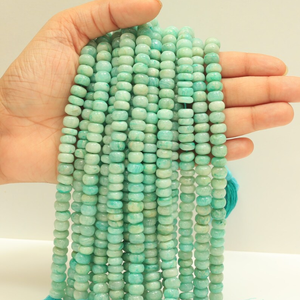 Perles d'Amazonite naturelle lisses de forme ronde, 6 mm à 9 mm, magnifiques perles de pierre précieuse d'Amazonite - Product Image 3