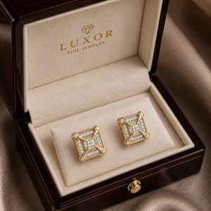 Women's Square Shape Real Round Diamond <b>Stud</b> <b>Earrings</b> in 10K White Gold | Screw Back Diamond <b>Earrings</b> | Luxury <b>Fine</b> Jewelry Gift - Product Image 4