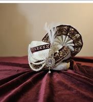 Turban Safa Royal Indien pour Marié avec Broche Perle Faite à la Main, Pagdi de Mariage pour Hommes, Vente en Gros
