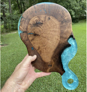 Luxury Customized Color Resin Eco-Friendly Durable Kitchenware Cutting Board River <b>Wood</b> Design Chopping Block Art Board Ocean - Product Image 4
