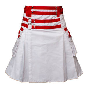 Kilt Escocés Moderno para Mujer, con Tirantes Blancos y Rojos, Estilo Utilitario, Faldas Highland 2026 - Product Image 4