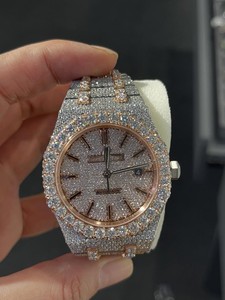 Reloj Mecánico Iced Out con Moissanita, Análogo, Correa de 20mm, Esfera de Acero Inoxidable, Unisex, de Lujo, Estilo Personalizado - Product Image 6