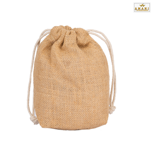 Pochette de luxe en jute avec cordon de serrage, sac écologique pour bijoux, cadeaux de fête et impression de logo personnalisé - Product Image 1