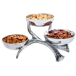 Handcrafted Metal <b>Bowl</b> Elegant Home Kitchen Fruit <b>Bowl</b> for Modern Interior DecorationMetal Three Tier Nut <b>Bowl</b> Set Rustic Style - Product Image 2