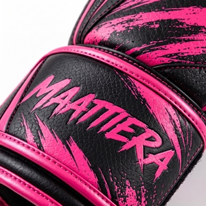 Gants d'entraînement de boxe personnalisés, noir et rose, imprimé éclaboussures, rembourrés, pour fitness et sparring, fournisseur OEM en gros - Product Image 4