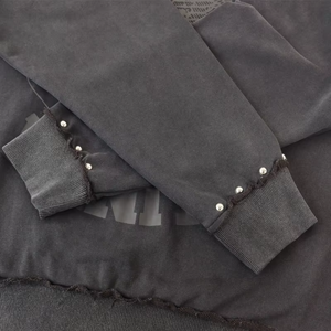 High Quality Rivet Mens 2 Piece <b>Set</b> American Acid Washed Breathable Letter Print Streetwear 100% Cotton <b>Knitted</b> Shorts Pants - Product Image 3