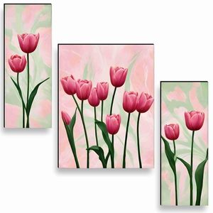 Ensemble d'art mural sur toile Daystar Trade, motif floral de tulipes, rectangulaire, multi-pièces, décoration contemporaine pour la maison, murale pour le salon - Product Image 4