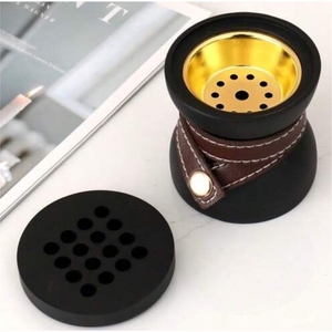 Luxury Arabic Leather Wooden Incense Burner Modern Bakhoor Burner Metal Glass Mabkhara <b>Oud</b> Burner Home Decor Aroma <b>Diffuser</b> - Product Image 2