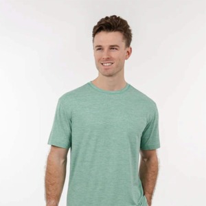 Camiseta de Algodón Verde Menta para Hombre, Corte Regular, Cuello Redondo, Manga Corta, Informal, Color Sólido, Tejido de Punto Jersey, Teñido Liso - Product Image 2