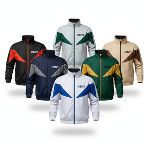 Chaqueta Cortavientos Personalizada con Bloques de Color, Ligera, Impermeable, con Cuello Alto y Capucha, Deportiva, 100% Poliéster, Venta al Por Mayor OEM - Product Image 1