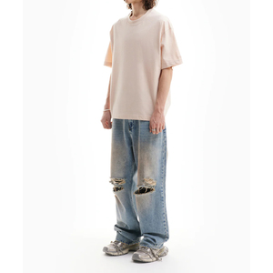 เสื้อยืดโอเวอร์ไซส์ทรงบ็อกซี่พรีเมียมสำหรับผู้ชาย ผ้าคอตตอนหนา 100% สตรีทแวร์ เรียบง่าย ไม่มีลาย สกรีนโลโก้ พิมพ์ลายพัฟฟ์ได้ - Product Image 2