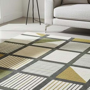 Geometría Verde Moderna | Alfombra de Lana Hecha a Mano |   Alfombra de primera calidad para el suelo, decoración escandinava para sala de estar, dormitorio y hogar - Product Image 3