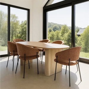 Ensemble <span class=keywords><strong>de</strong></span> table et <span class=keywords><strong>de</strong></span> <span class=keywords><strong>chaises</strong></span> <span class=keywords><strong>de</strong></span> salle à manger ovale <span class=keywords><strong>en</strong></span> bois plaqué MDF moderne nordique, 7 pièces - Product Image 3