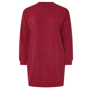 Sweat-shirt pour femmes grandes tailles, robe sweat-shirt rouge, tissu jersey doux, manches longues, col rond, longueur mini - Product Image 1