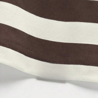 T-shirt d'été en gros pour hommes, surdimensionné, rayé, à manches longues, col rond, tricoté, décontracté, grande taille, motif marron et blanc, haut pour hommes