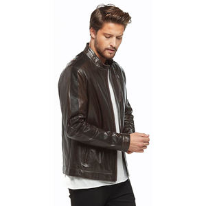 Blouson d'hiver pour homme en cuir véritable, coupe ajustée, chauffant, à capuche, éco-responsable, personnalisable en taille et couleurs, haute qualité - Product Image 3