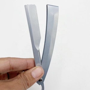 Maquinilla de afeitar de peluquero de acero sostenible profesional de alta calidad, afeitadora de vello facial Manual plateada con un solo logotipo personalizado - Product Image 5