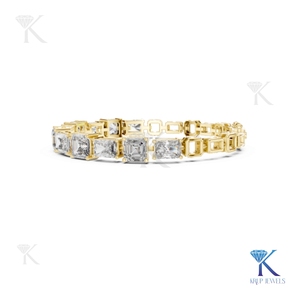 Lab Grown Diamond Radiant & Ascher Cut Tennis <b>Bracelet</b> 14K 18K <b>Solid</b> Gold Fine Women Luxury Bridal Jewelry Manufacturer - Product Image 2