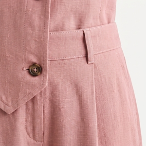 Ensemble coordonné 2 pièces pour femme, été, en lin/coton, débardeur sans manches à col en V et pantalon large ample longueur genou, avec logo personnalisé |   Privé - Product Image 6