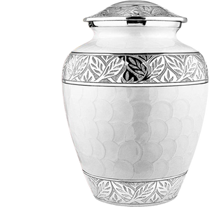 Urne funéraire classique blanche gravée en métal pour cendres humaines adultes, style américain/européen - Product Image 5