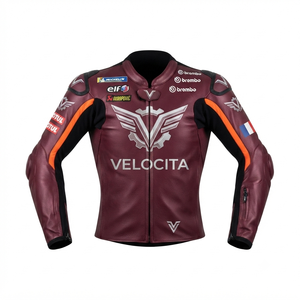 Men’s Motorcycle <b>Racing</b> <b>Jacket</b>/Chaquetta Genuine Cowhide Leather CE Level 2 Protection Armor with Hump - Product Image 1
