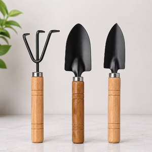 Ensemble d'outils de jardin fantaisie avec manche en bois, cultivateur, houe, truelle, outils à main en fer carbone pour l'entretien des plantes en extérieur - Product Image 4