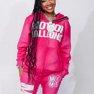 Custom Men's 100% Cotton Distressed Hoodie and Stacked Flared Sweatpants <b>Set</b> Applique Patch Streetwear Tracksuit - Product Image 3