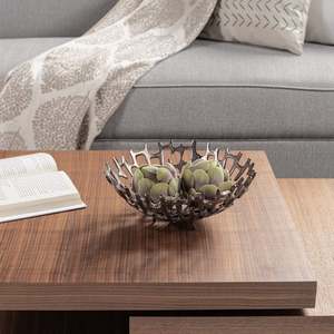 Bol en métal sculpté moderne de 12 pouces, plat de service décoratif fait à la main pour la présentation sur table - Product Image 3