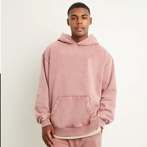 Sweat-shirt à capuche rose surdimensionné pour homme, pull décontracté streetwear avec logo personnalisé - Product Image 3