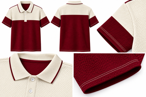 Chemise sportive pour homme à manches courtes, col boutonné, en polyester tricoté respirant, imprimé numérique et color block - Product Image 3