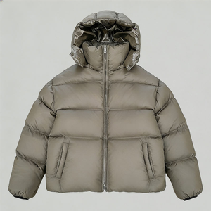 Veste bomber matelassée brillante de haute qualité pour l'hiver, coupe courte, à capuche, zippée, imperméable, pour fabricants en gros - Product Image 4