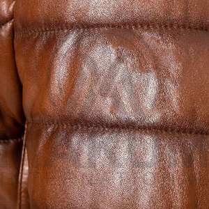 <b>Quilted</b> Leather Jacket Stand Collar Zipper Closure Windproof Casual <b>Winter</b> Wear Slim Fit Regular Length - Product Image 4