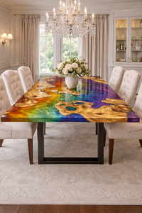 Epoxy Resin River Dining Table Live Edge Wood Handmade Kitchen Slab Custom Luxury Meeting Room Furniture Elegant Office Desk - Product Image 3