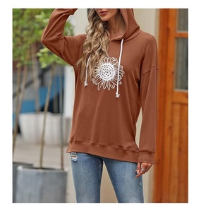 Service OEM – Sweat à capuche personnalisable pour femme, 100 % coton, manches longues, col tombant, imprimé, confortable, hiver - Product Image 1